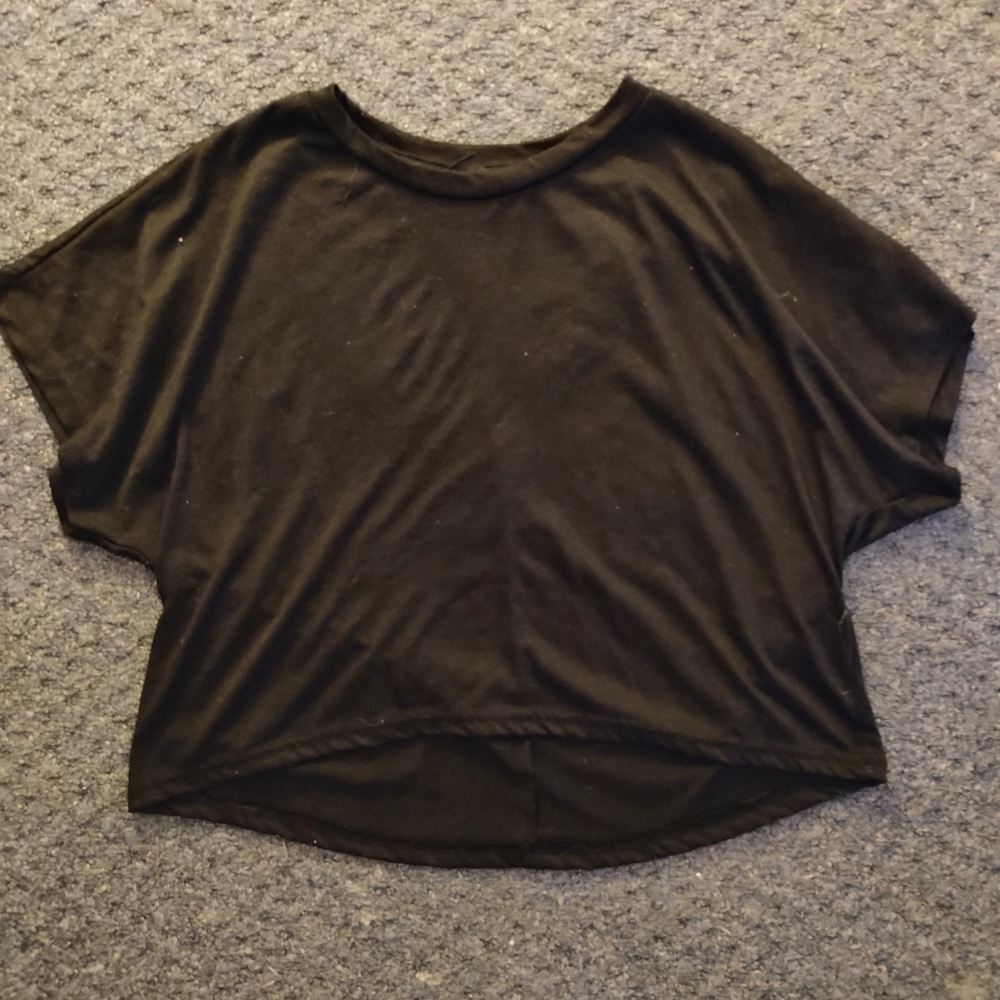 SHEIN Gray and Black Dolman Sleeve Boxy T-Shirt